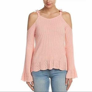 * ECI Pink Cold-Shoulder Pullover Sweater